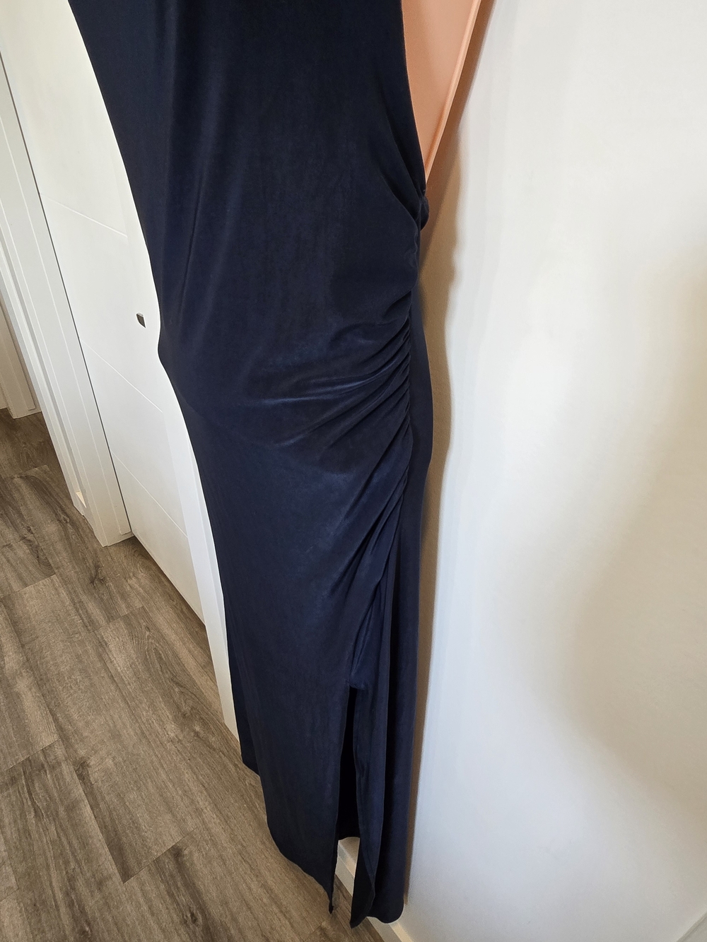 Pull&Bear Navy Cowl Neck Ruched Maxi Dress Size M - Picture 6 of 8
